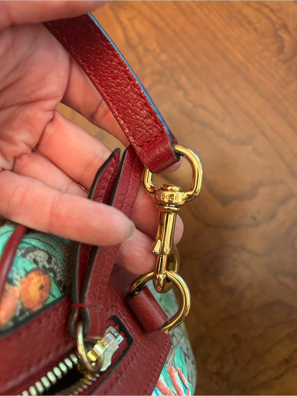 Gucci Floral GG Supreme Boston Bag with Red Trim - Picture 8 of 9